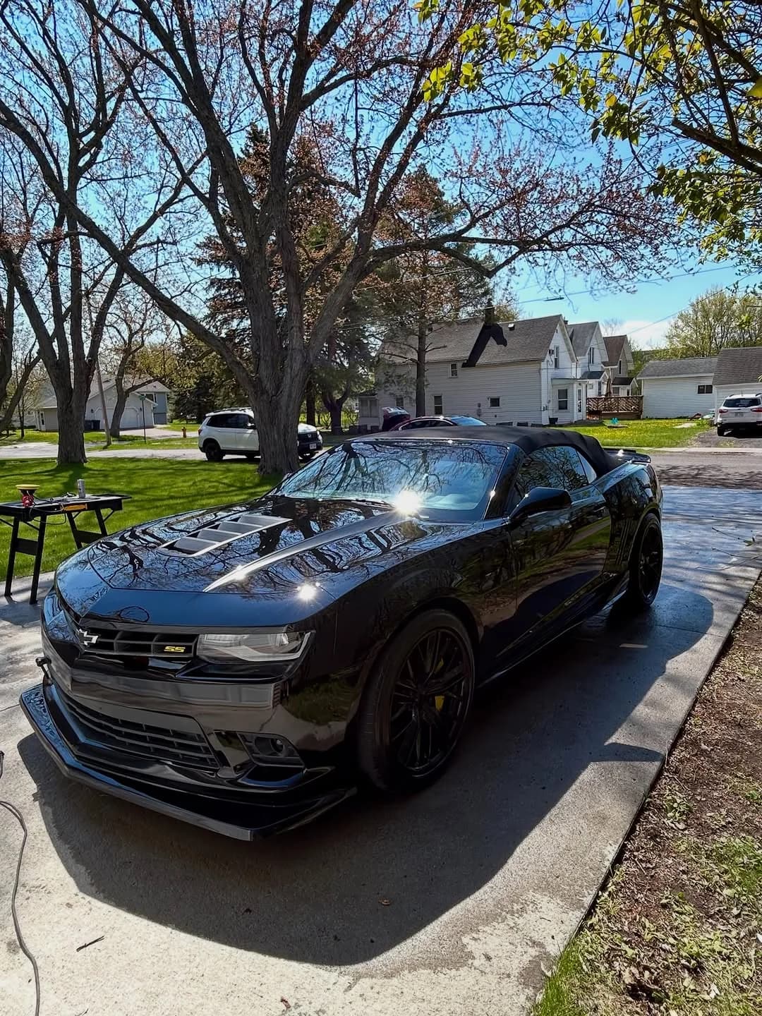 Black Chevrolet Camaro SS after paint correction and ceramic coating
